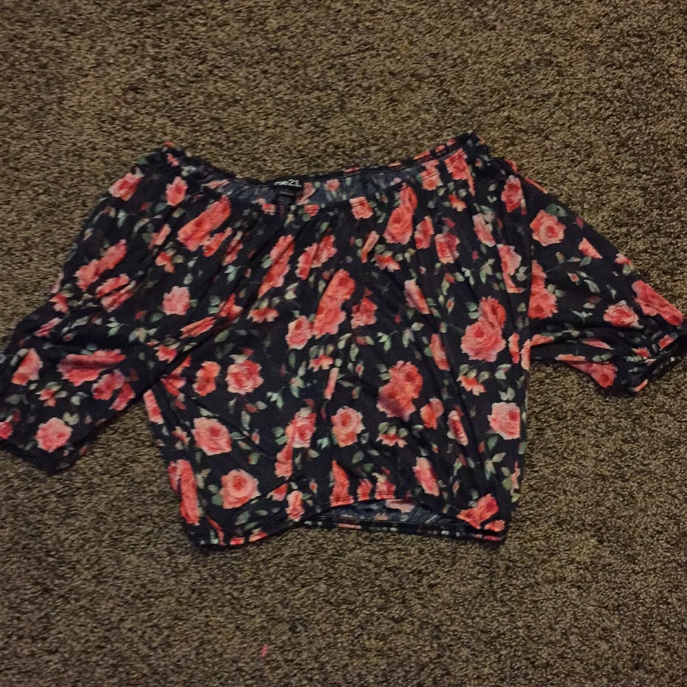 Sheer off the shoulder crop top